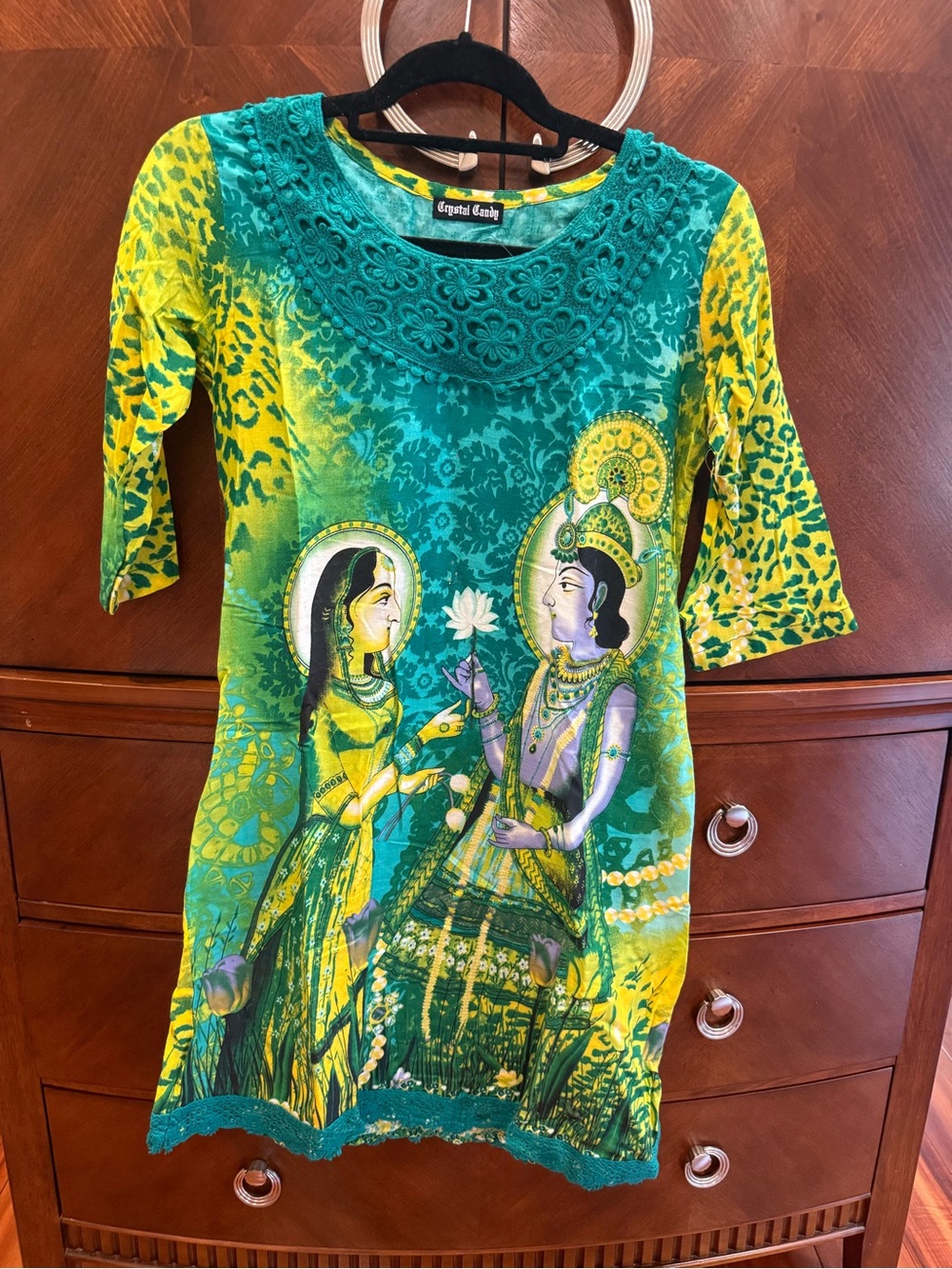 Teal & Yellow Print Kurti top